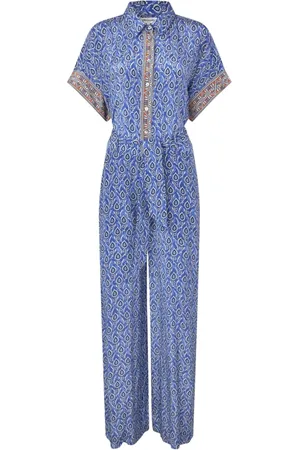 Lollys Laundry Jumpsuits & Playsuits, Dames, Blauw, 2Xl, Etnisch geïnspireerde jumpsuit in blauw en oranje