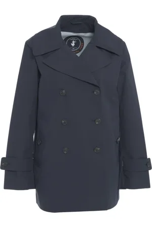save the duck Mantels, Dames, Blauw, M, Wijd uitlopende Trenchcoat met Logodetails