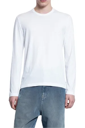 James Perse Tops, Heren, Wit, XL, Katoen, Zacht Katoen Lange Mouw Crew Neck