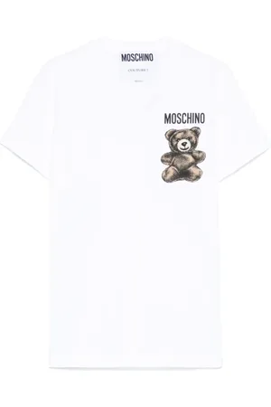 Moschino Tops, Dames, Wit, S, Katoen, Luipaard Teddy Print T-shirt