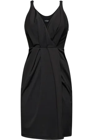Silvian Heach Kleedjes, Dames, Zwart, XS, Polyester, Jurk met voorpand draperen