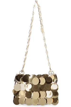 Paco rabanne Tassen, Dames, Geel, ONE Size, Pailletten, Paillet Nano Tas met Kettingband