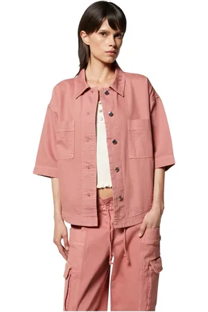 Silvian Heach Jassen, Dames, Roze, 2Xs, Katoen, Oversized cargojack met korte mouwen