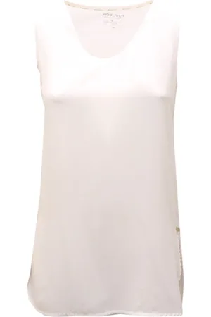 Woolrich Tops, Dames, Wit, M, Zijden Jersey Tanktop Ivoor