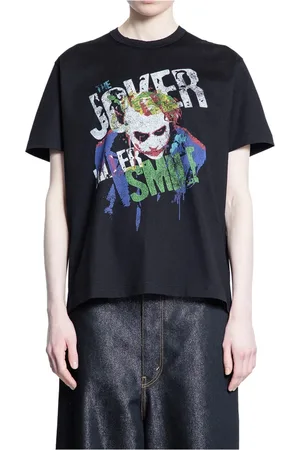 JUNYA WATANABE Tops, Dames, Zwart, S, Katoen, Zwart Grafisch Logo T-Shirt