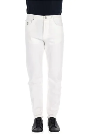 Brunello Cucinelli Jeans, Heren, Wit, L, Katoen, Witte Katoenen Stier Jeans