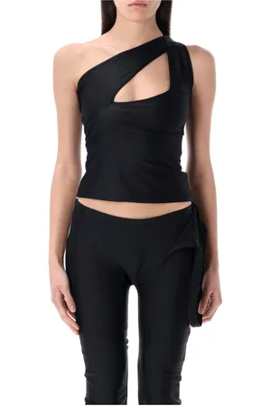 OTTOLINGER Tops, Dames, Zwart, S, Zwarte Glanzende Scuba Top Asymmetrische Borst