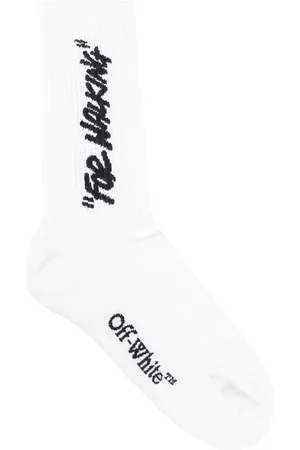 OFF-WHITE Ondergoed, Heren, Wit, M, Citaat Mid Calf Sokken Zwart