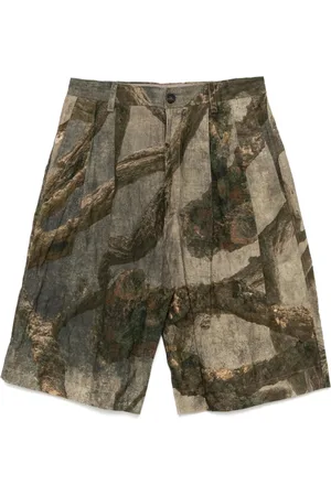 ZIGGY CHEN Korte broeken, Heren, Groen, M, Olijfgroene Knooprits Broek