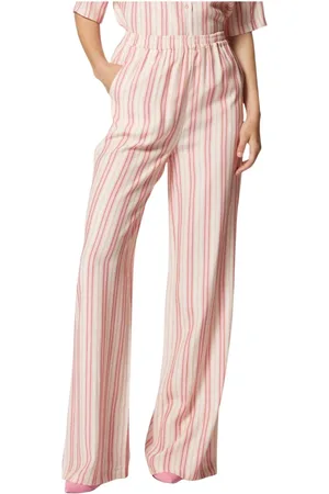 Silvian Heach Broeken, Dames, Roze, 2Xs, Hoge taille broek met streepjesprint