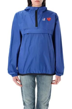 Comme des Garçons Jassen, Dames, Blauw, S, Nylon, Blauwe jas met capuchon