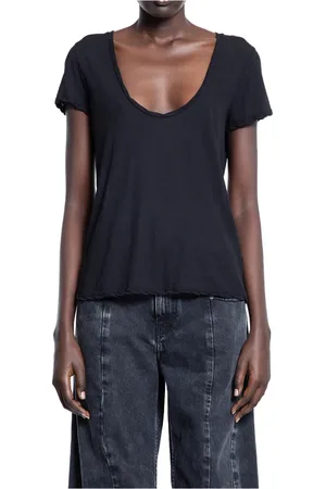 James Perse Tops, Dames, Zwart, S, Katoen, Zwarte Katoenen Casual Tee Shirt