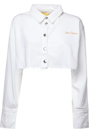 Icon Denim Jassen, Dames, Wit, M, Denim, Witte Denim Jas met Metalen Knopen