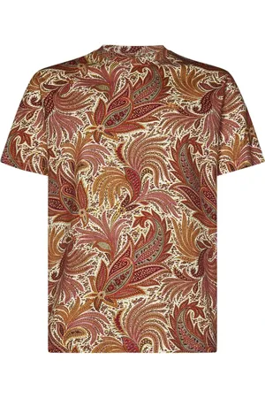 Etro Tops, Heren, Veelkleurig, XL, Katoen, Oranje Paisley Motief T-Shirt