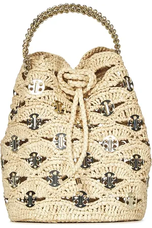 Paco rabanne Tassen, Dames, , ONE Size, Raffia Bucket Tas Schouderband