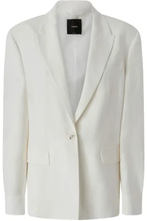 Pinko Jassen, Dames, Wit, XS, Linnen, Witte buitenkleding jas stijlvol ontwerp