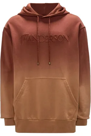 J.W.Anderson Sweatshirts & Hoodies, Heren, Bruin, M, Katoen, Gradient Hoodie met Geborduurd Logo