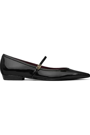 Tory Burch Schoenen, Dames, Zwart, 36 1/2 EU, Leer, Double T Buckle Mary Jane