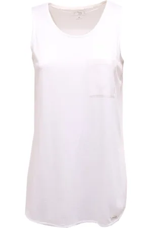 Woolrich Tops, Dames, Wit, S, Katoen, Zijde Mix Mouwloze Witte Top