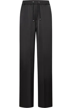 HERNO Broeken, Dames, Zwart, S, Polyester, Zwarte Stijlvolle Polyester Crepe Broek