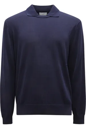BALLANTYNE Truien, Heren, Blauw, M, Katoen, Polo Kraag Katoen Trui Navy