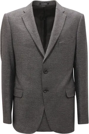 Emporio Armani Jassen, Heren, Grijs, L, Wol, Wollen Blend Jas, Model H31Gme C1826