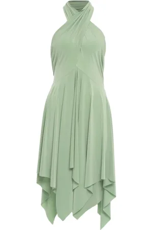 Norma Kamali Kleedjes, Dames, Groen, S, Groene Convertible Halternek Minijurk