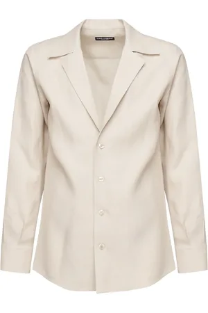 Dolce & Gabbana Jassen, Heren, , M, Linnen, Linnen V-hals Shirt