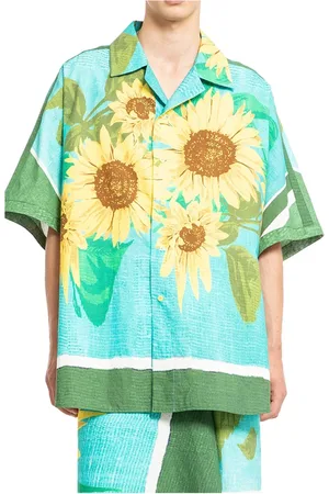 CRAIG GREEN Overhemden, Heren, Veelkleurig, M, Zonnebloem Grafische Print Handdoek Shirt