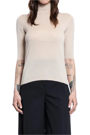 Max Mara Truien, Dames, , S, Wol, Albinosmooth Wol Gebreid Col Korte Mouwen