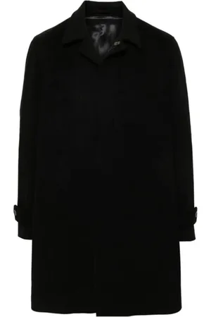 LARDINI Mantels, Heren, Zwart, 3Xl, Wol, Cuban Collar Coat