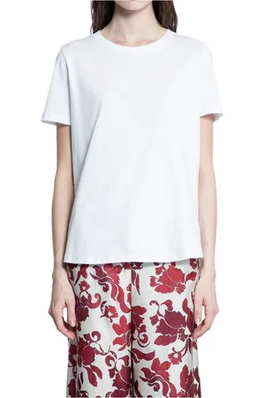 Max Mara Tops, Dames, Wit, 2Xs, Katoen, Wit Katoenen Jersey Ronde Hals T-shirt