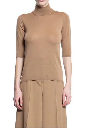 Max Mara Truien, Dames, Bruin, S, Wol, Tabaksgladde Wollen Gebreide Trui