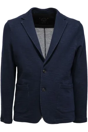 Tonello Jassen, Heren, Blauw, M, Katoen, Slim Melange Katoenen Gebreid Jack