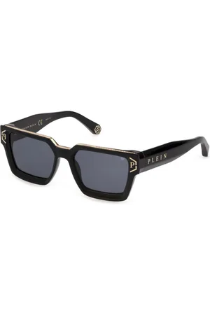 Philipp Plein Accessoires, unisex, Zwart, 57 MM, Brave Shade zonnebril in zwart/blauw