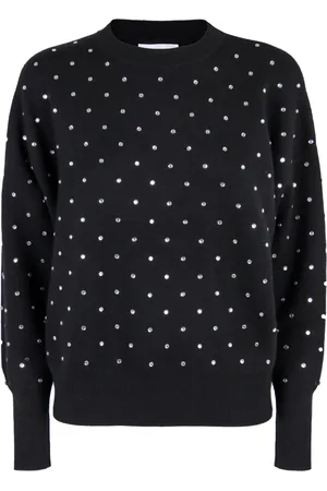 Paco rabanne Truien, Dames, Zwart, M, Wol, Kristal Detail Wollen Pullover