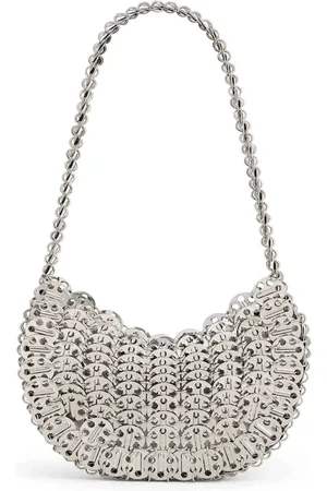 Paco rabanne Tassen, Dames, Grijs, ONE Size, Zilveren Schoudertas met Messing Schijven
