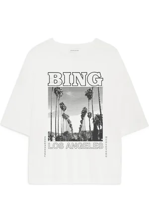 ANINE BING Tops, Dames, Wit, M, Katoen, Louis Tee Bing Tour - Ivory