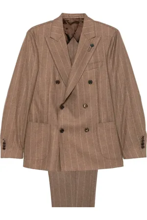 LARDINI Pakken, Heren, Bruin, L, Bruin Double-Breasted Jas en Broek