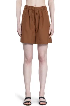 Max Mara Korte broeken, Dames, Bruin, XS, Katoen, Hoge taille gabardine broek met trekkoorden