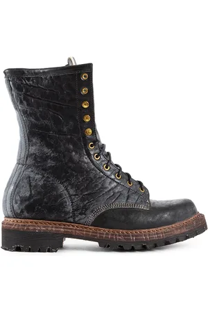 VISVIM Schoenen, Heren, Zwart, 43 EU, Leer, Zwarte leren veterschoenen