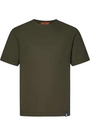 DRUMOHR Tops, Heren, Groen, M, Katoen, Groene Crewneck T-shirt met Logo Label