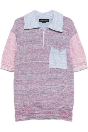 Federico Cina Truien, Heren, Veelkleurig, M, Lichtblauwe Zip Sweatshirt Geribbelde Boorden