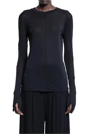THOM KROM Tops, Dames, Zwart, L, Katoen, Zwart Katoenen Jersey Ronde Hals T-Shirt