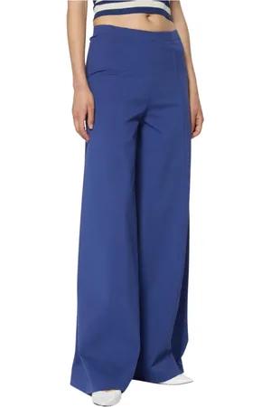 Silvian Heach Broeken, Dames, Blauw, XS, Katoen, Wijde broekspijpen