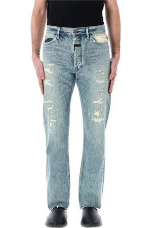 FEAR OF GOD Jeans, Heren, Blauw, W33, Denim, Vintage Gerepareerde Indigo Denim Jeans