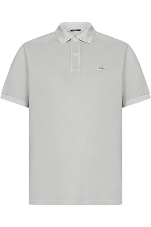 C.P. Company Tops, Heren, Grijs, XL, Katoen, Grijze Polo Shirt Logo Patch