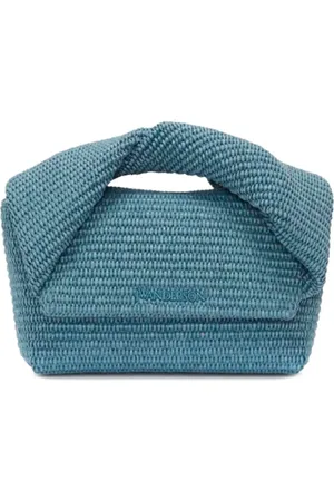 J.W.Anderson Tassen, Dames, Blauw, ONE Size, Katoen, Rieten Model Tas met Gedraaid Handvat