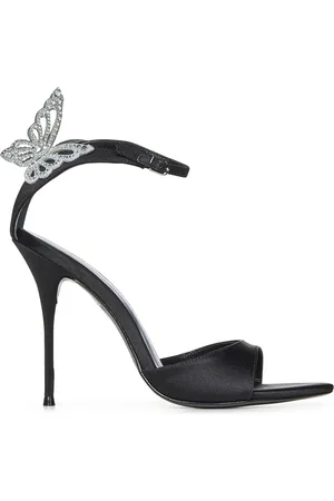 SOPHIA WEBSTER Schoenen, Dames, Zwart, 38 EU, Zwarte Aura Stiletto Sandalen Kristal Vlinder