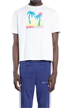 Palm Angels Tops, Heren, Wit, L, Brandende Oasis Grafische Tee Off